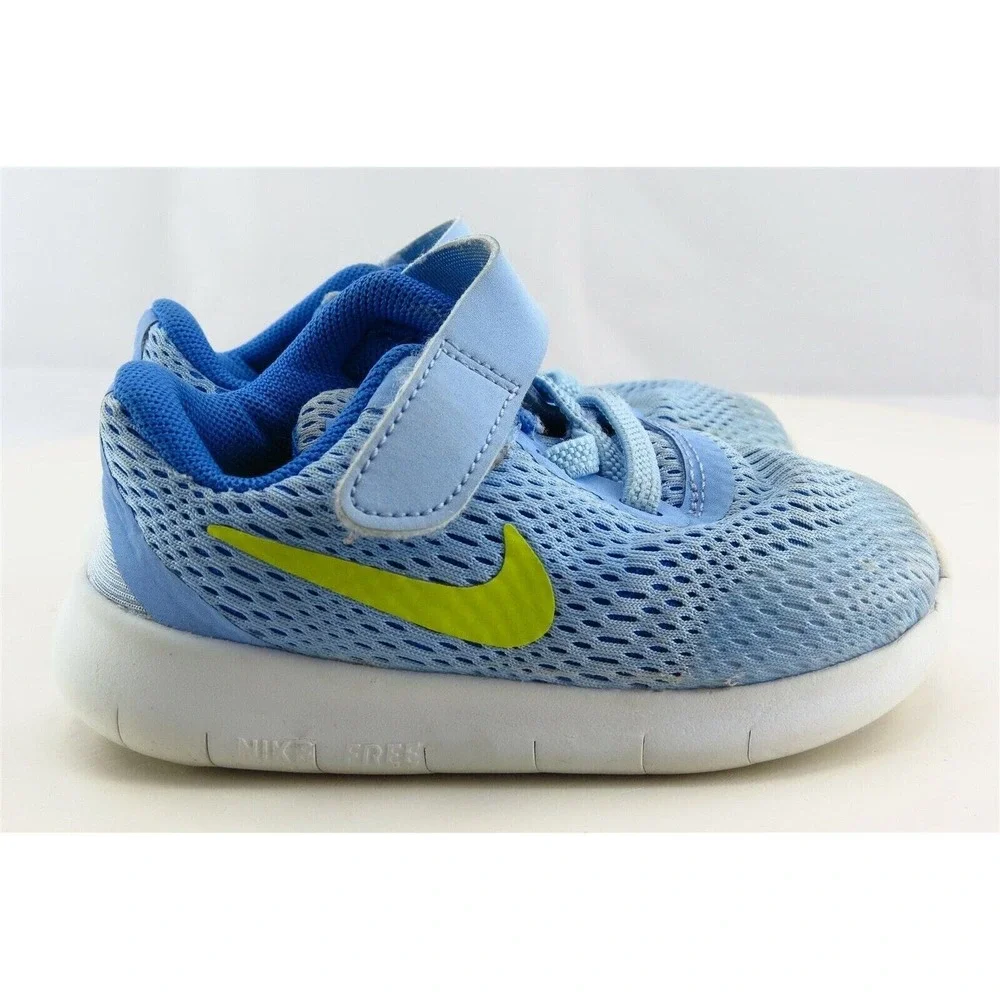 Nike‎ Free RN Toddler Sz 6 Medium Blue Running Fabric Girls